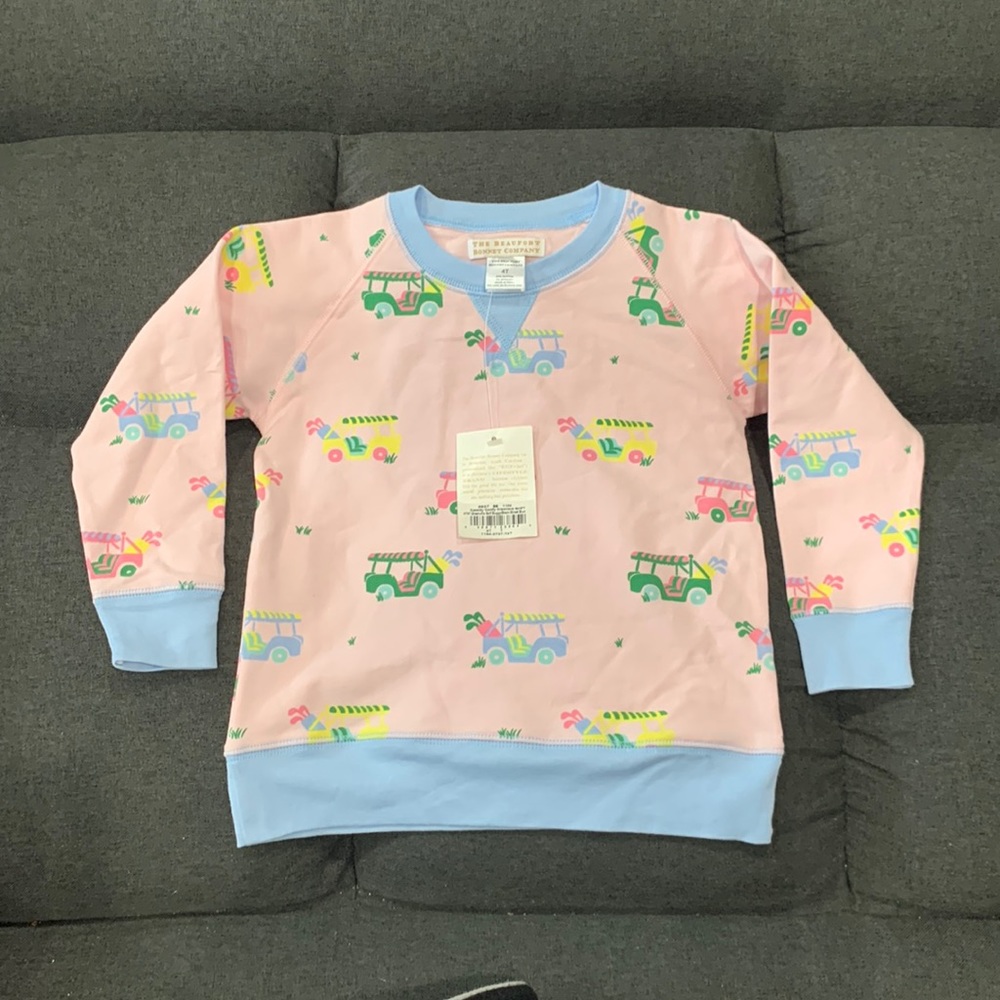 TBBC comfy crewneck in the sweetest golf cart print